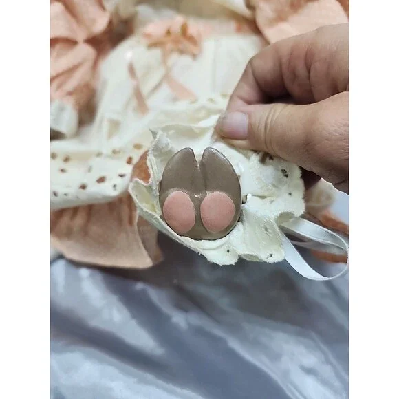 Vtg Shelve Sitter Lamb Doll 21” Stuffed Body Ceramic Head And  Feet - Picture 3 of 10